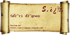 Sári Ágnes névjegykártya